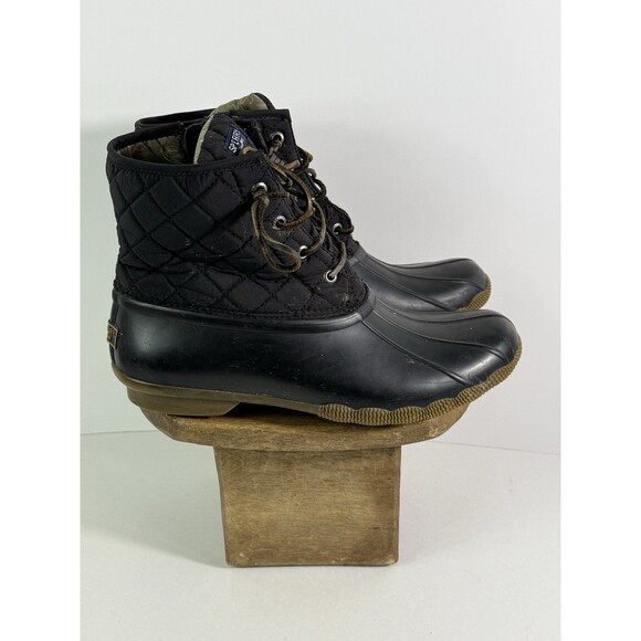 Sperry Boots Womens 10 M Saltwater Quilted Duck Ankle STS94063 Black Waterproof - Picture 2 of 16